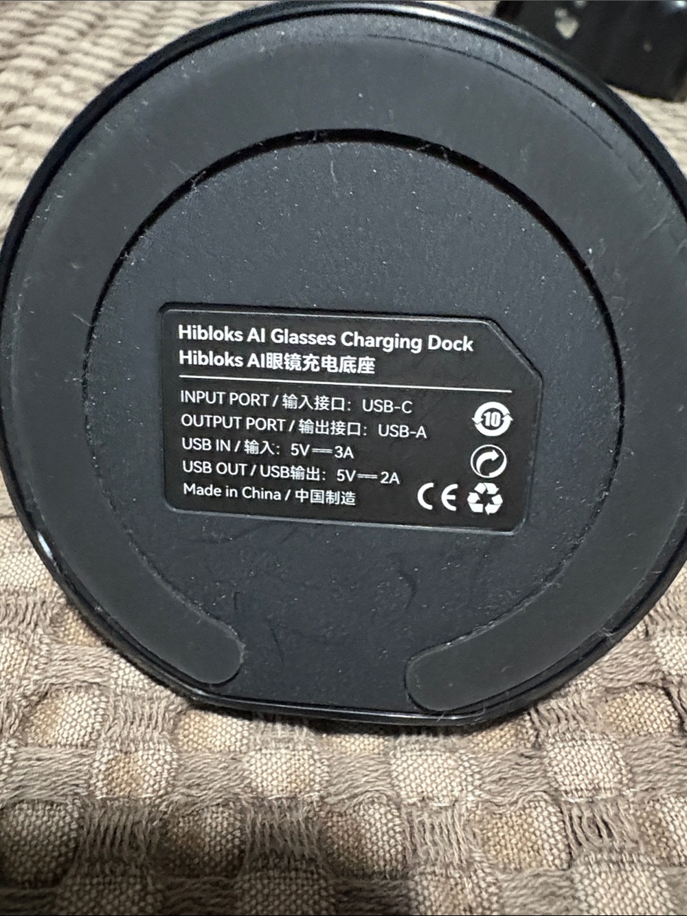 Black AI Glasses Charging Dock - USB-C/USB-A